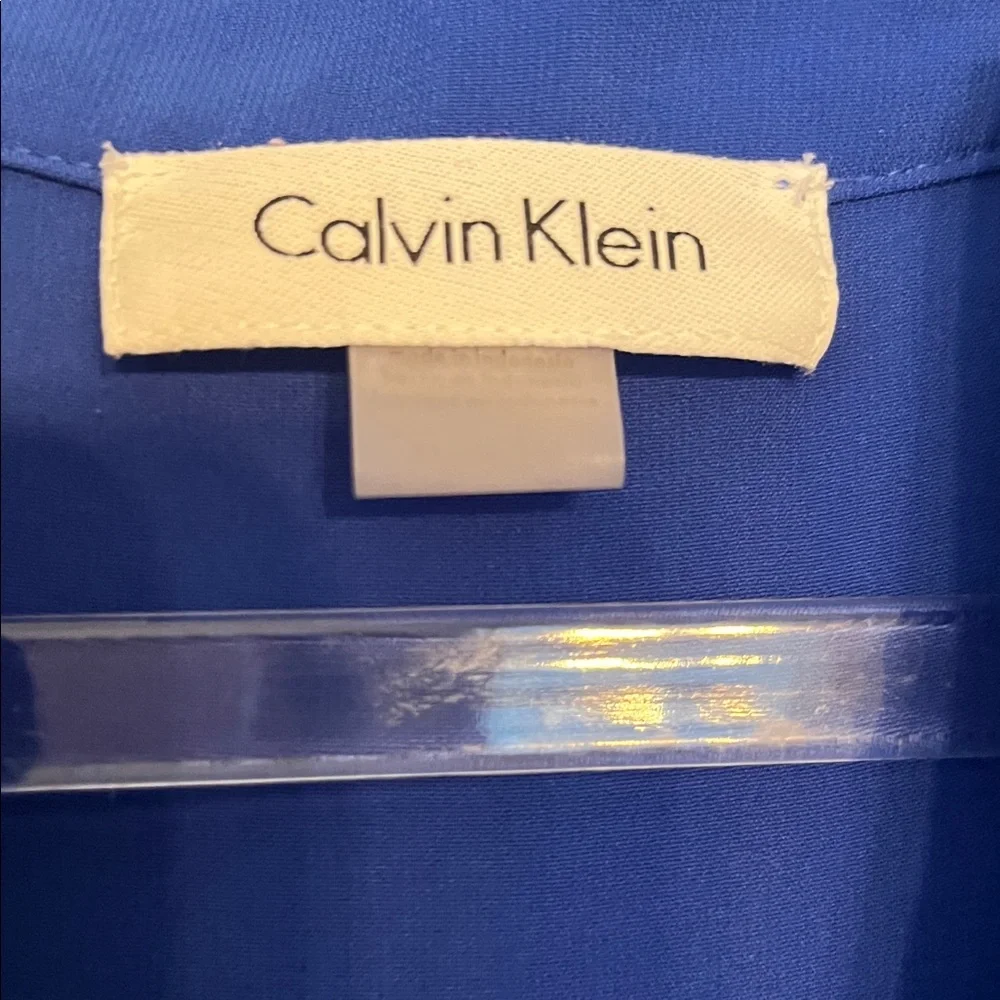 Calvin Klein Women's Royal Blue V Neck Blouse - Picture 2 of 10